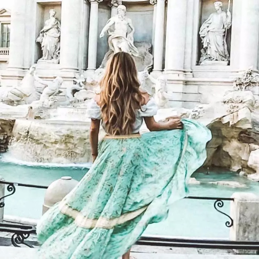 SOLD OUT Turquoise Fields Boho Ruffle Hi Low Maxi Skirt - Picture 5 of 10